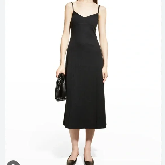 Toteme Irregular Rib Bustier Midi Dress black size xl - Picture 1 of 11